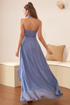 Fashion A-Line Halter-Neck Sleeveless Sweep/Brush Train Prom Dress