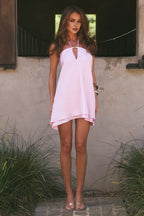 Fashion A-Line Halter Neck Sleeveless Tiered Short-Mini Homecoming Dress