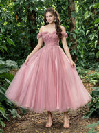 Fashion A-Line Off Shoulder Sleeveless Up Ankle-Length Prom Dress