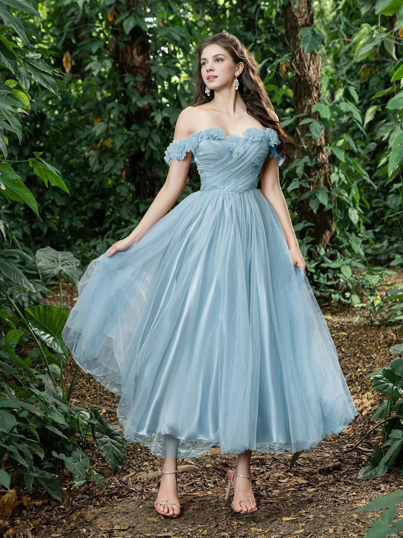 Fashion A-Line Off Shoulder Sleeveless Up Ankle-Length Prom Dress