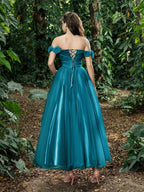 A-Line Off Shoulder Sleeveless Up Ankle-Length Prom Dress