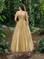 A-Line Off Shoulder Sleeveless Up Ankle-Length Prom Dress