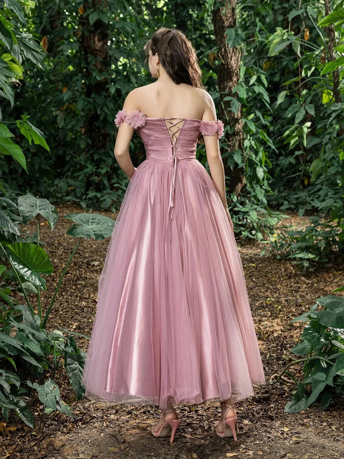 Fashion A-Line Off Shoulder Sleeveless Up Ankle-Length Prom Dress
