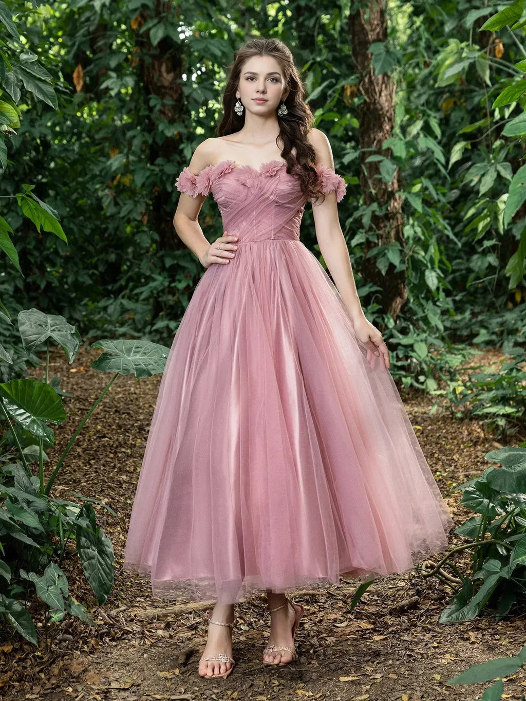Fashion A-Line Off Shoulder Sleeveless Up Ankle-Length Prom Dress