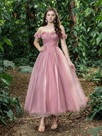Fashion A-Line Off Shoulder Sleeveless Up Ankle-Length Prom Dress