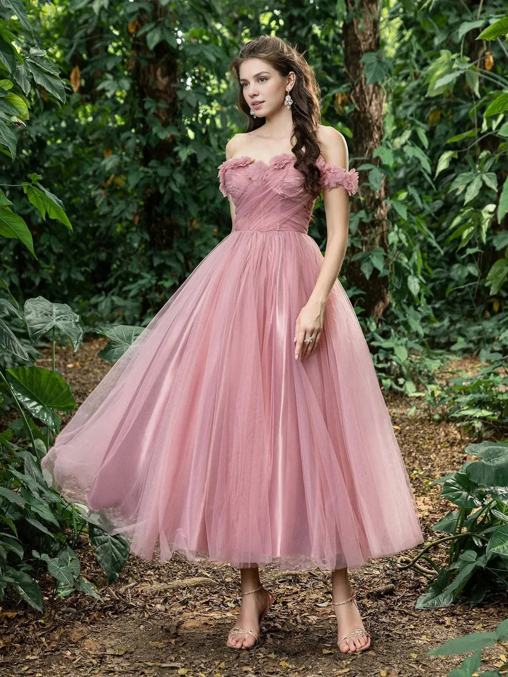 Fashion A-Line Off Shoulder Sleeveless Up Ankle-Length Prom Dress