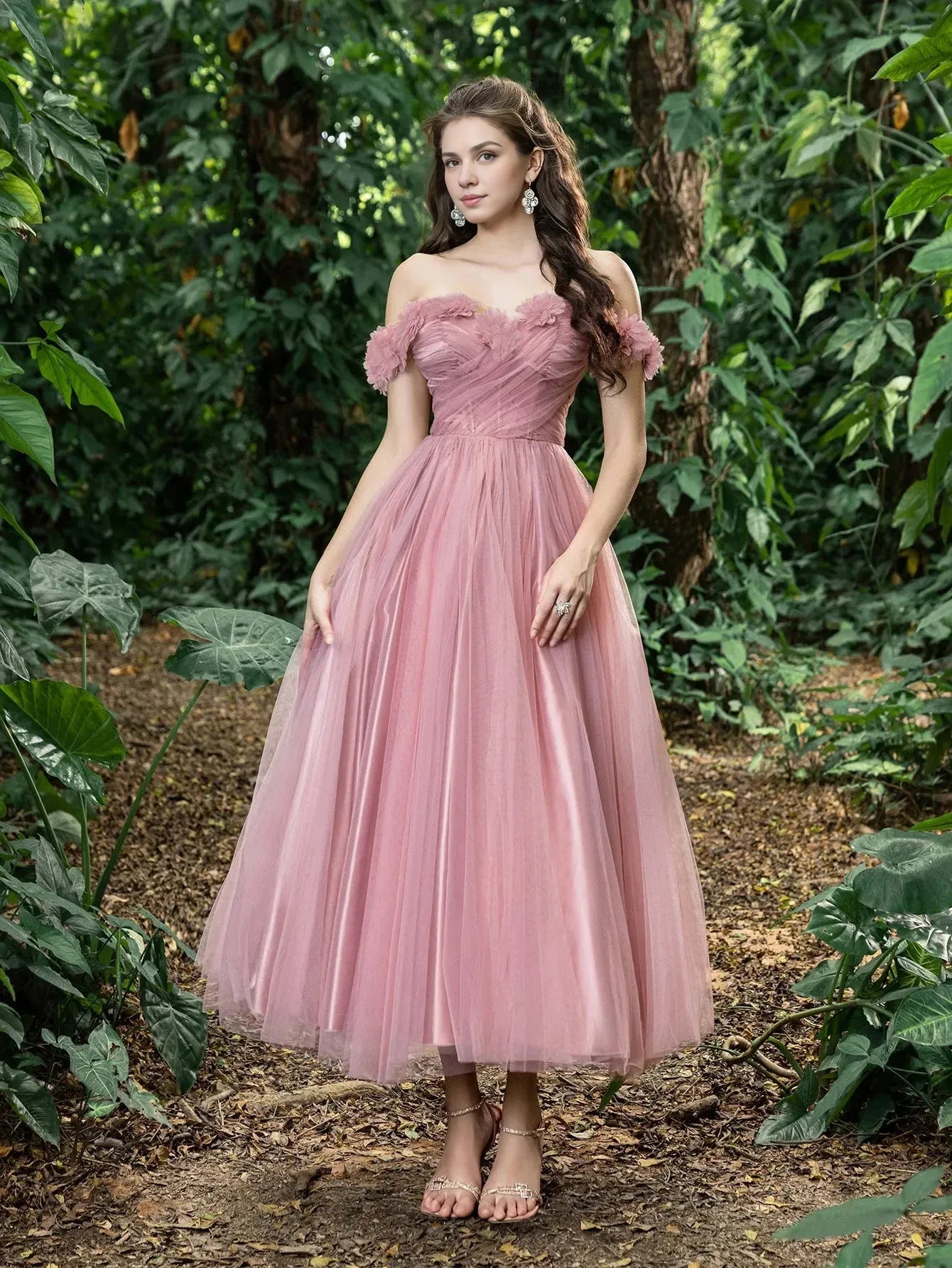 Fashion A-Line Off Shoulder Sleeveless Up Ankle-Length Prom Dress