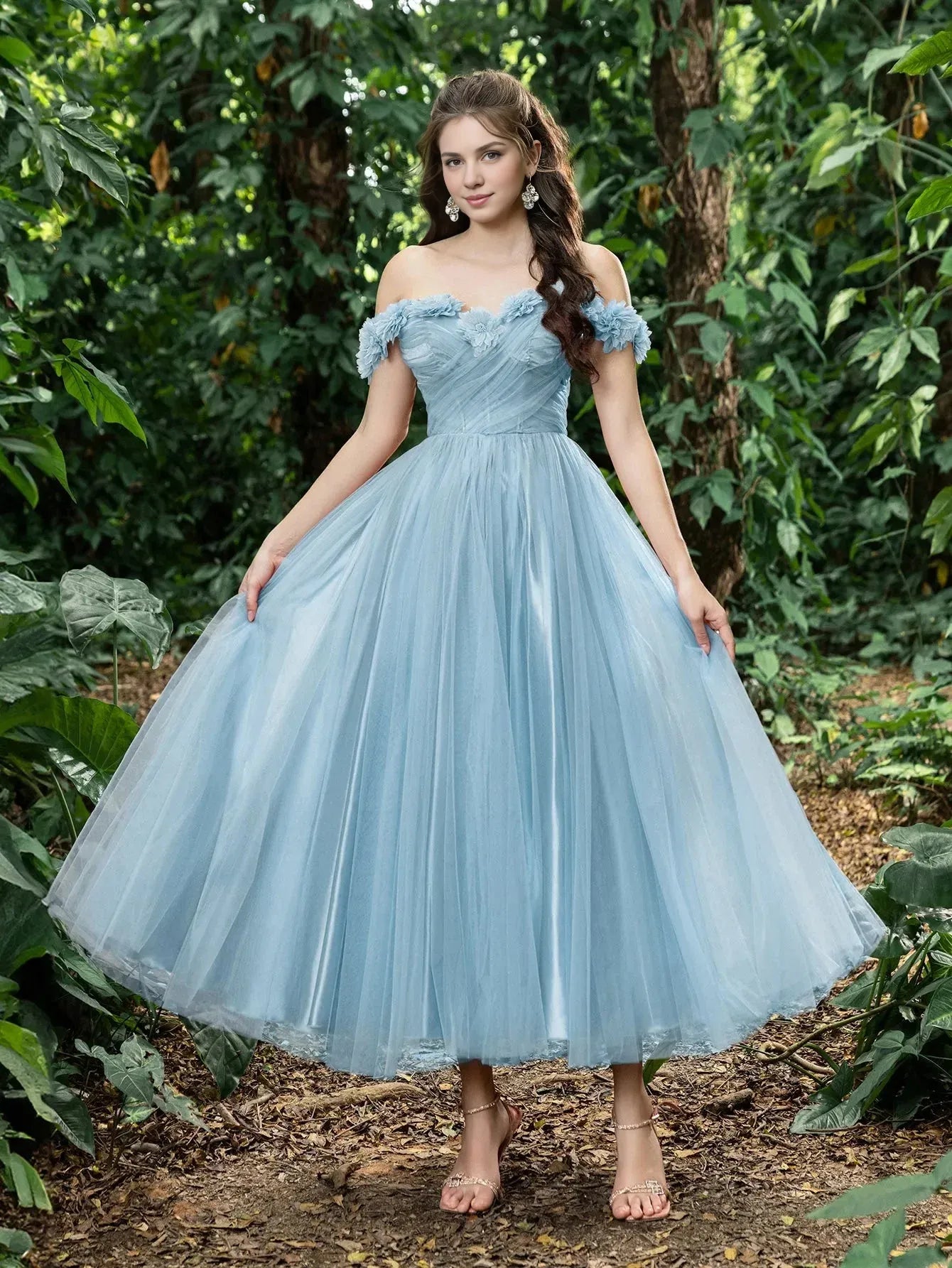 Fashion A-Line Off Shoulder Sleeveless Up Ankle-Length Prom Dress