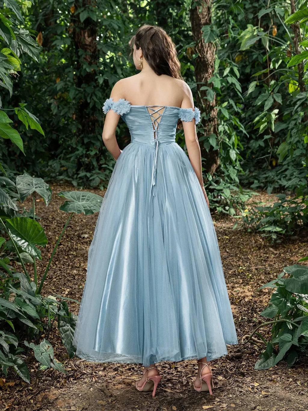 Fashion A-Line Off Shoulder Sleeveless Up Ankle-Length Prom Dress