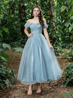 Fashion A-Line Off Shoulder Sleeveless Up Ankle-Length Prom Dress