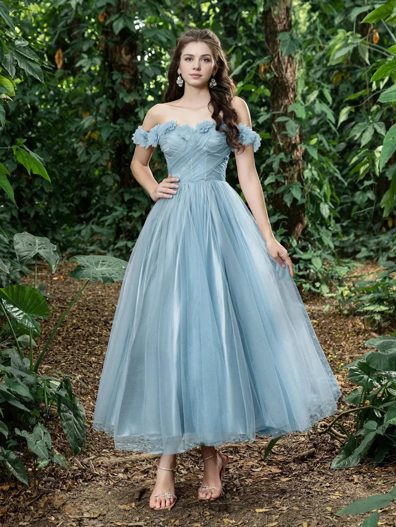 Fashion A-Line Off Shoulder Sleeveless Up Ankle-Length Prom Dress