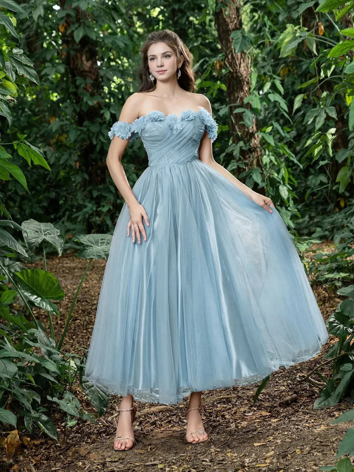 Fashion A-Line Off Shoulder Sleeveless Up Ankle-Length Prom Dress