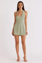 Fashion A-Line/Princess Asymmetrical Halter Neck Sleeveless Backless Short-Mini Homecoming Dress