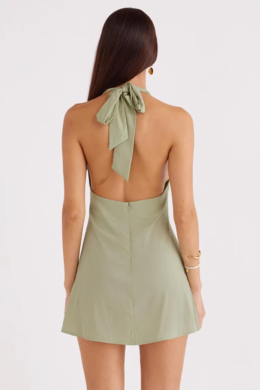 Fashion A-Line/Princess Asymmetrical Halter Neck Sleeveless Backless Short-Mini Homecoming Dress