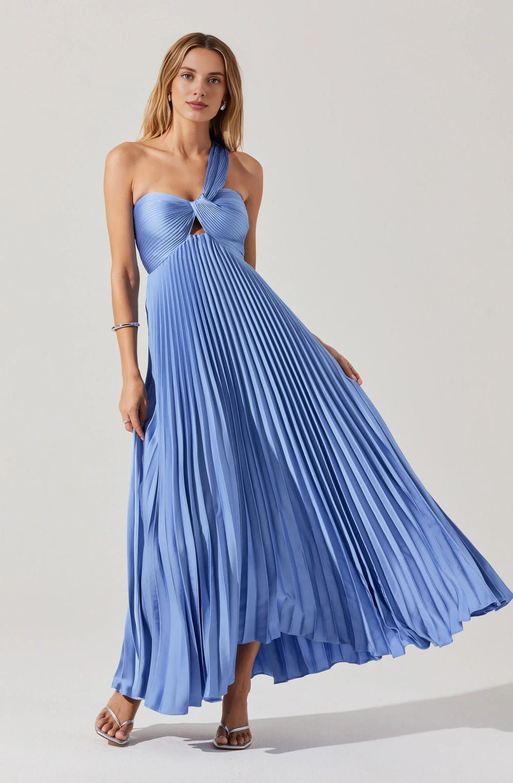 Fashion A-Line/Princess One Shoulder Sleeveless Backless Ankle-Length Prom Dress