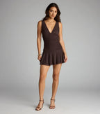 Fashion A-Line/Princess Plunge V Neck Sleeveless Open Back Short-Mini Homecoming Dresses