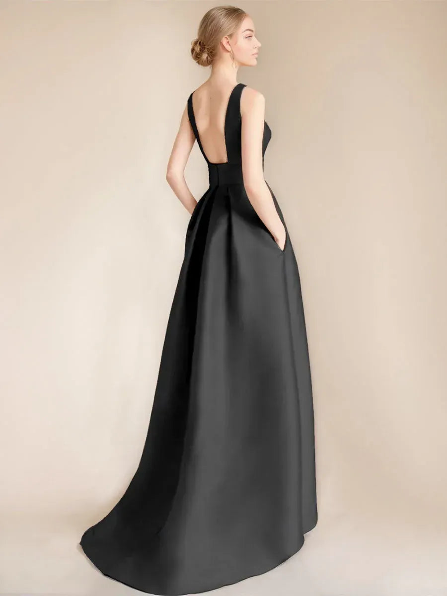Fashion A-Line/Princess Scoop Neck Sleeveless Appliques Asymmetrical-Length Mother of the Bride Dress