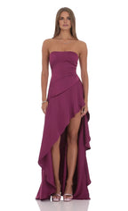 Fashion A-Line/Princess Strapless Neck Sleeveless Side Zip Floor-Length Prom Dress