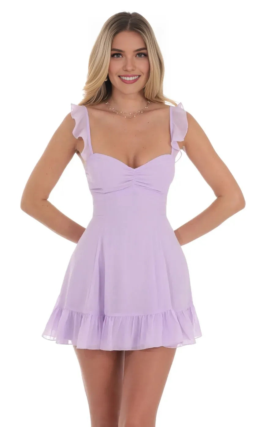 Fashion A-Line Ruffle Strap Sleeveless Up Short-Mini Homecoming Dress