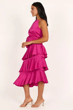 A-Line Spaghetti Straps Sleeveless Backless Tea-Length Prom Dress