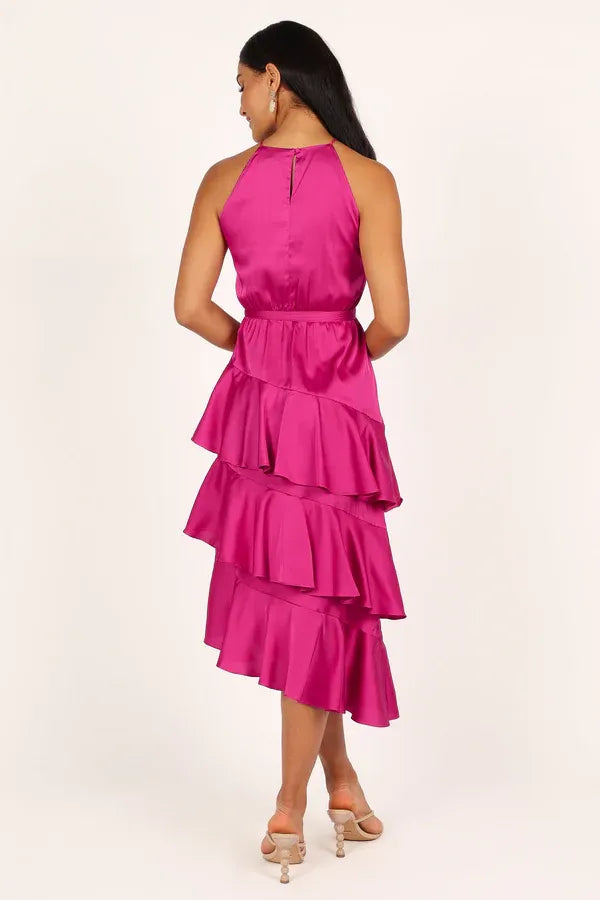 A-Line Spaghetti Straps Sleeveless Backless Tea-Length Prom Dress