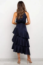 Fashion A-Line Spaghetti Straps Sleeveless Backless Tea-Length Prom Dress