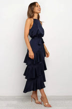Fashion A-Line Spaghetti Straps Sleeveless Backless Tea-Length Prom Dress