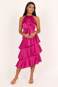 A-Line Spaghetti Straps Sleeveless Backless Tea-Length Prom Dress