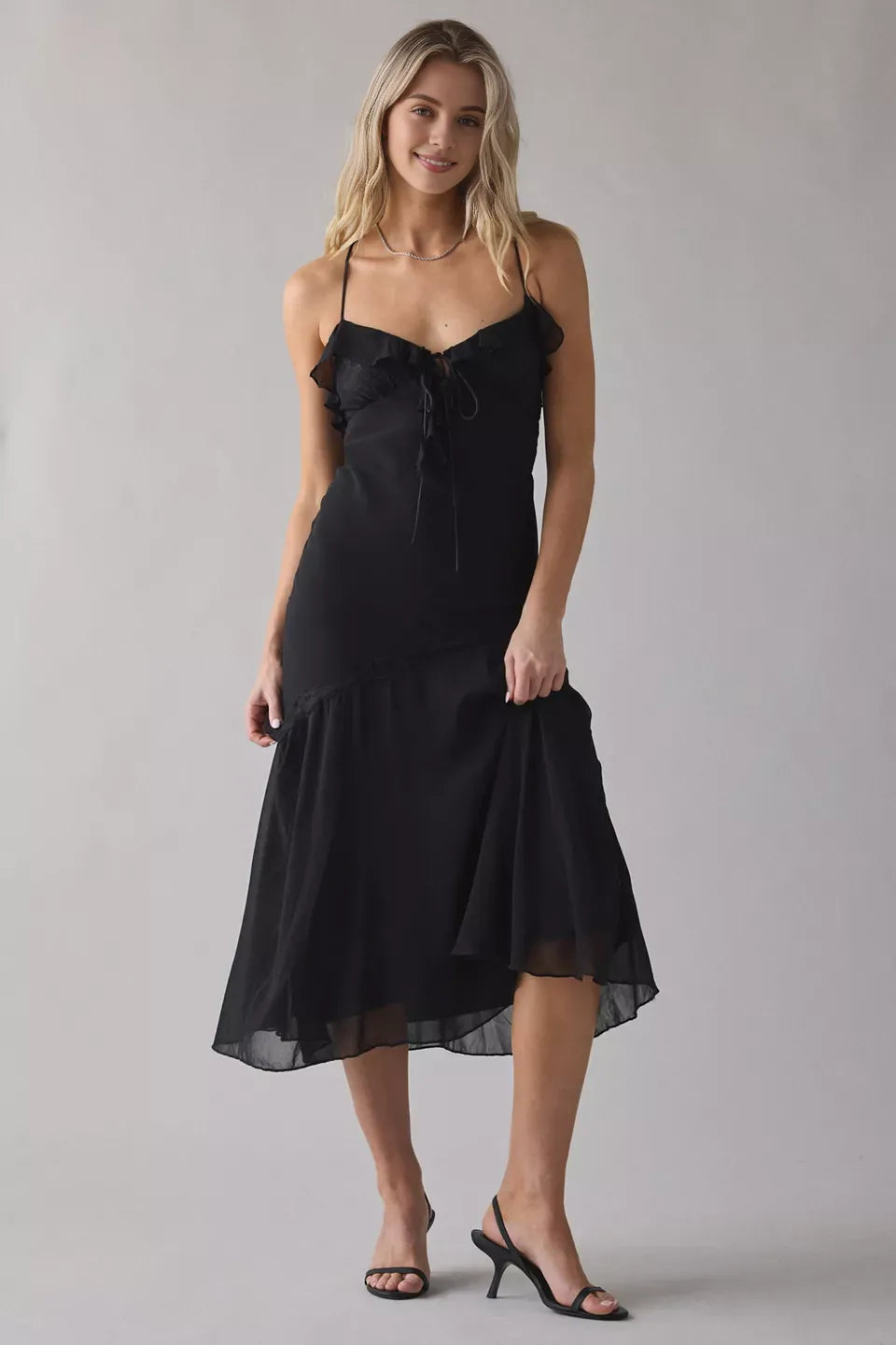 Fashion A-Line Spaghetti Straps Sleeveless Ankle-Length Prom Dress