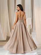 Fashion A-Line Spaghetti Straps Sleeveless Up Floor-Length Prom Dress