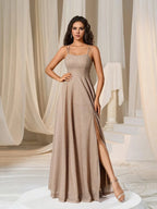 Fashion A-Line Spaghetti Straps Sleeveless Up Floor-Length Prom Dress
