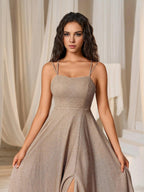 Fashion A-Line Spaghetti Straps Sleeveless Up Floor-Length Prom Dress