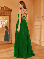 Fashion A-Line Spaghetti Straps Sleeveless Up Floor-Length Prom Dress