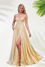 Fashion A-Line Spaghetti Straps Sleeveless Floor-Length Prom Dress