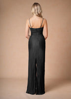 Fashion A-Line Spaghetti Straps Sleeveless Zipper Up Floor-Length Evening Dress