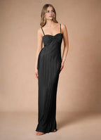 Fashion A-Line Spaghetti Straps Sleeveless Zipper Up Floor-Length Evening Dress