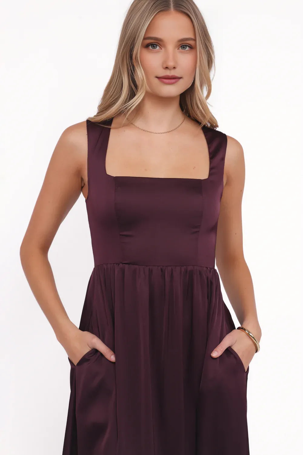 Fashion A-Line Square Neck Sleeveless Floor-Length Prom Dress
