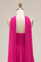 Fashion A-Line Strapless Sleeveless Backless Sweep/Brush Train Prom Dress