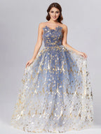 Fashion A-Line Strapless Sleeveless Up Sweep/Brush Train Prom Dress