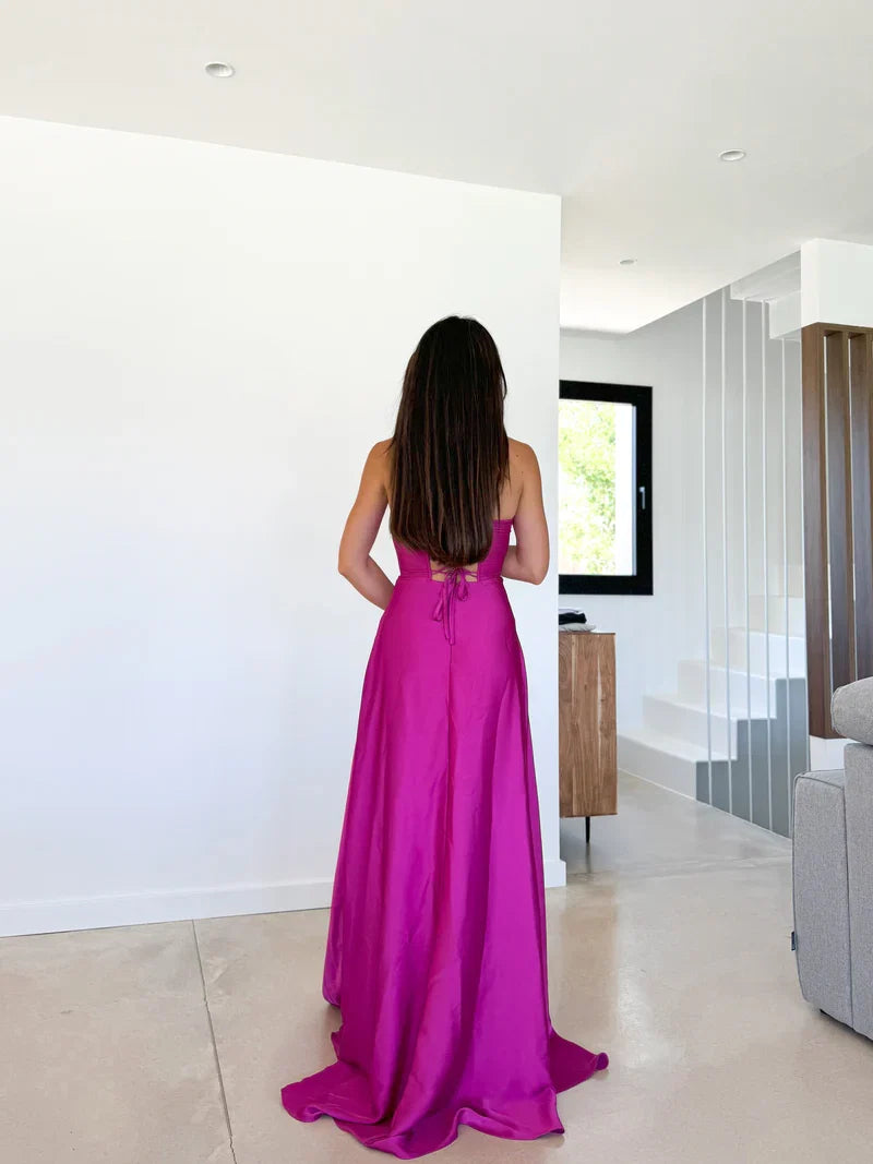 A-Line Sweetheart Neck Sleeveless Up Floor-Length Prom Dress