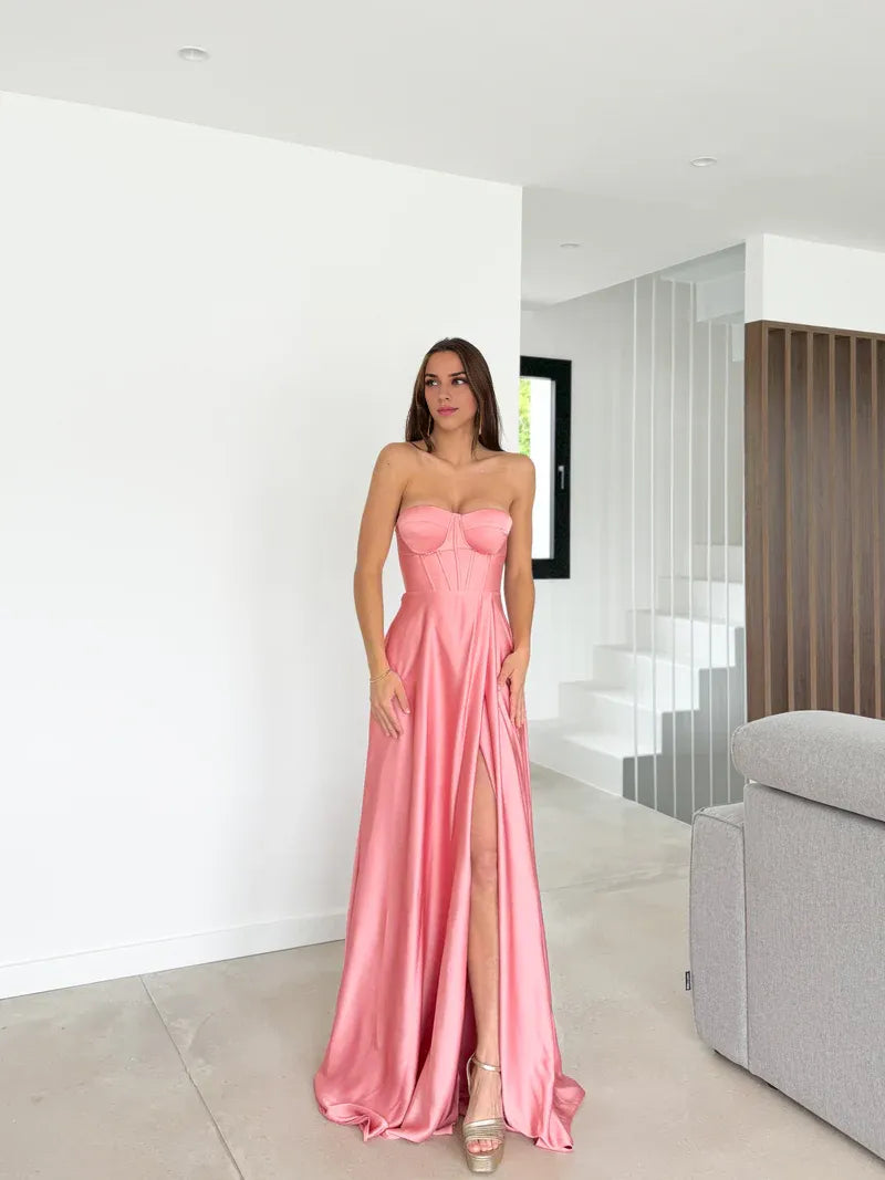 A-Line Sweetheart Neck Sleeveless Up Floor-Length Prom Dress