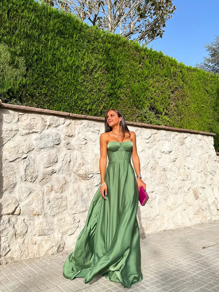 Pretty A-Line Sweetheart Neck Sleeveless Up Floor-Length Prom Dress