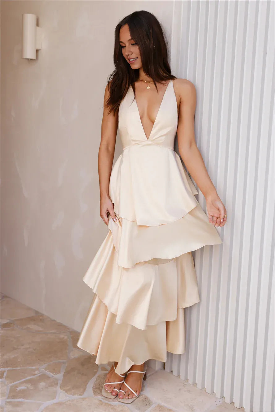 Fashion A-Line V Neck Sleeveless Up Floor-Length Prom Dress
