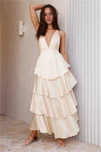 Fashion A-Line V Neck Sleeveless Up Floor-Length Prom Dress