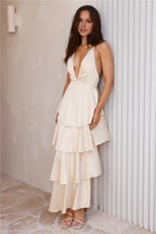 Fashion A-Line V Neck Sleeveless Up Floor-Length Prom Dress