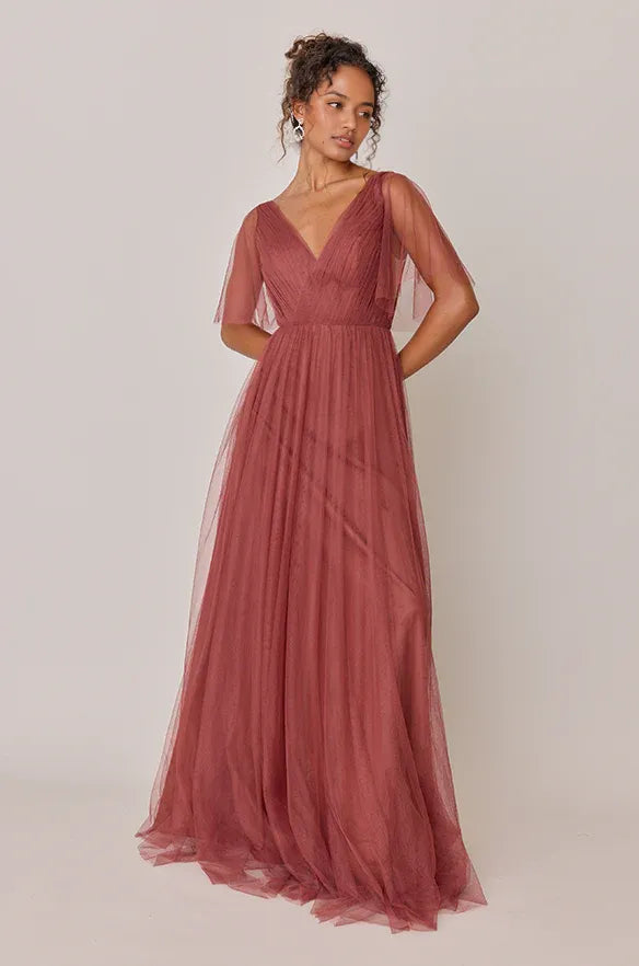 Fashion A-Line V Neck Sleeveless Floor-Length Prom Dress