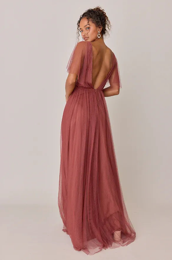 Fashion A-Line V Neck Sleeveless Floor-Length Prom Dress