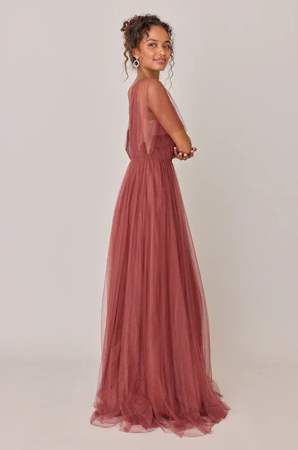Fashion A-Line V Neck Sleeveless Floor-Length Prom Dress