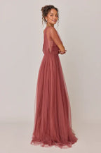 Fashion A-Line V Neck Sleeveless Floor-Length Prom Dress