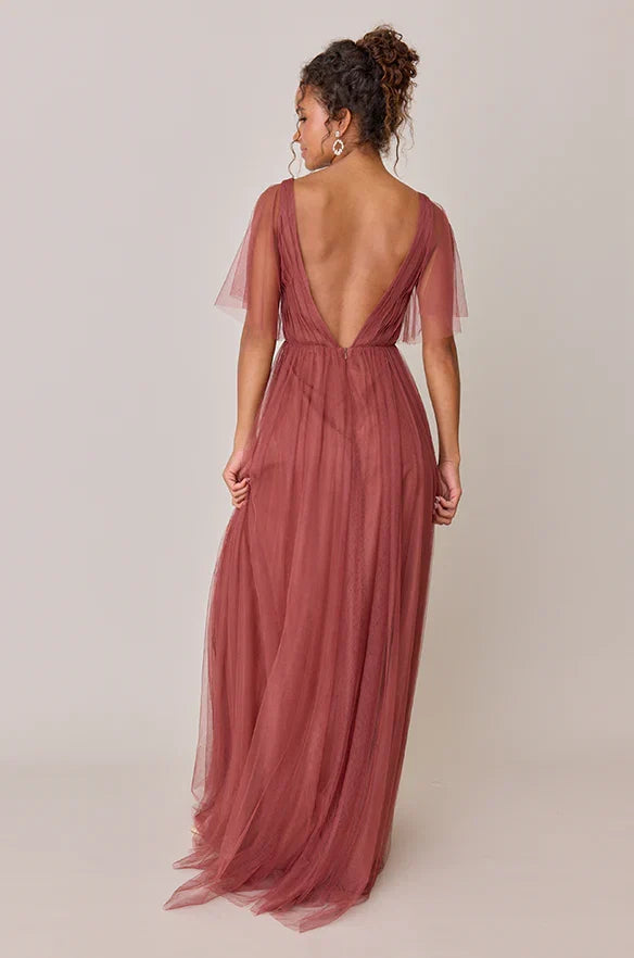 Fashion A-Line V Neck Sleeveless Floor-Length Prom Dress
